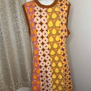 Free People Gold and Orange Sleeveless Sheath Mini Dress